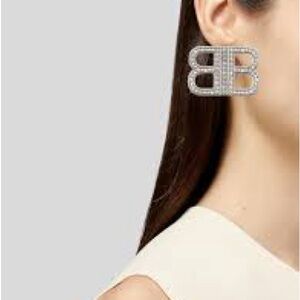 Elegant Super Large 925 Silver Pl Earrings letter silver plate 2 inch x 2 inch s